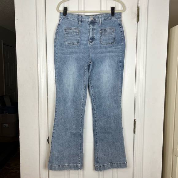 Nicole Miller Nomad Super High Rise Flare Stretch Denim Jeans - Picture 1 of 7